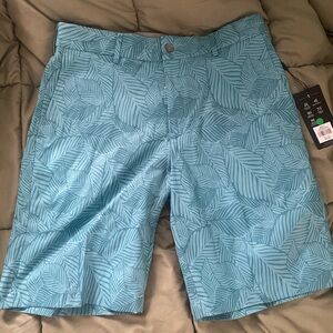 Walter Hagen Teal Leaf Pattern Men's Shorts